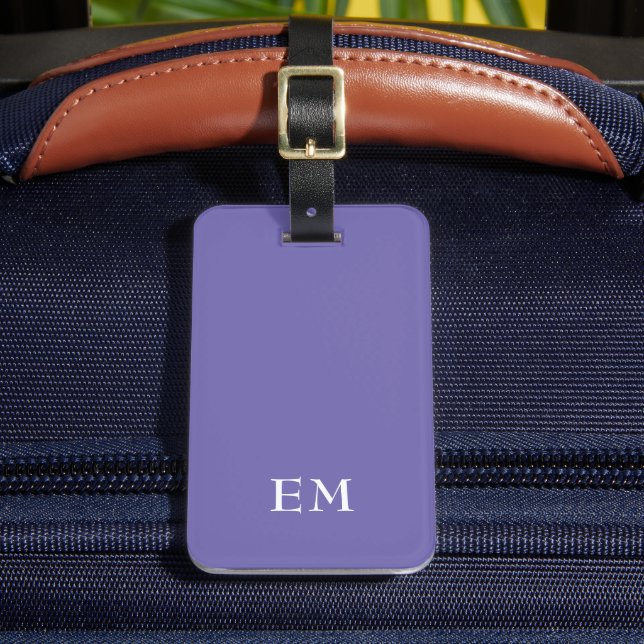 Modern Minimal Lila Monogrammed Initialer Bagagebricka (Framsida Insitu 2)