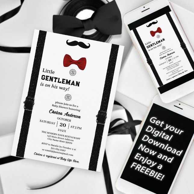 Modern minimal Little gentleman Cute Baby Shower Inbjudningar (Skapare uppladdad)