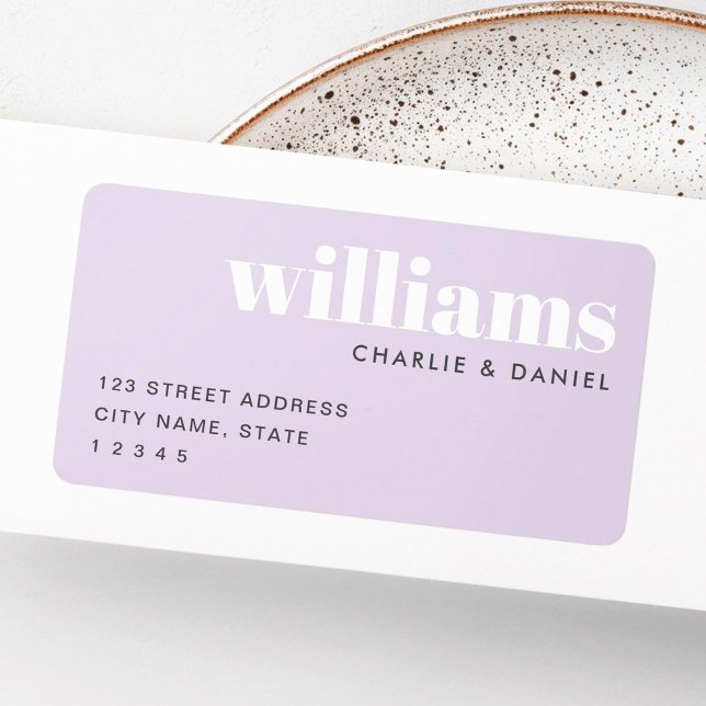 Modern minimal ljus lila returadress adressetikett (Modern minimal light purple return address label)