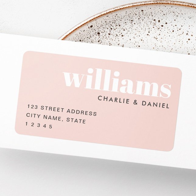 Modern minimal ljus rosapink returadress adressetikett (Modern minimal light blush pink return address label)