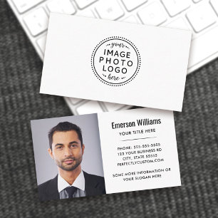 Modern, minimal logotyp av anpassningsbar, vit visitkort