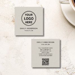 Modern Minimal Logotyp QR Fyrkantigt Visitkort