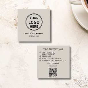 Modern Minimal Logotyp QR Sociala Medier Fyrkantigt Visitkort