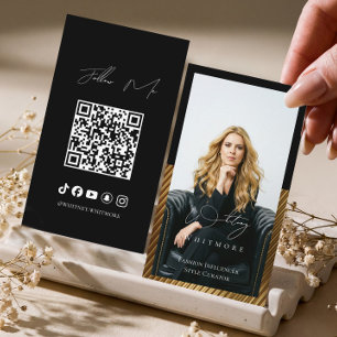 Modern Minimal Lyx Social Influencer QR-kod Visitkort