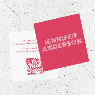 Modern minimal Magenta, Anpassningsbar QR-kod för Fyrkantigt Visitkort