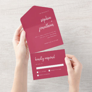 Modern minimal Magenta av skript Red BRÖLLOP