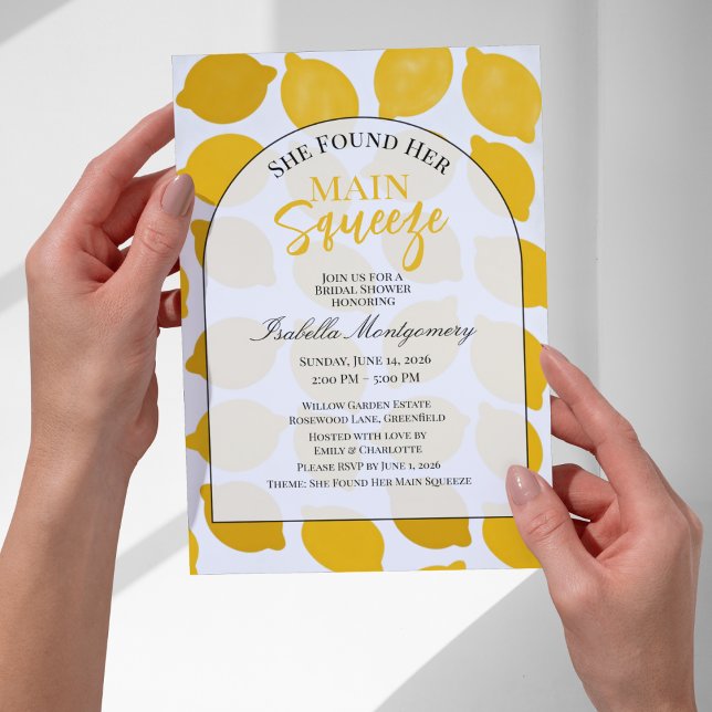 Modern Minimal Main Squeeze Bröllopsfest Inbjudningar (Modern Minimal Main Squeeze Bridal Shower Invitations)