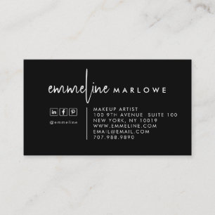 Modern Minimal Makeup Artist Black Visitkort
