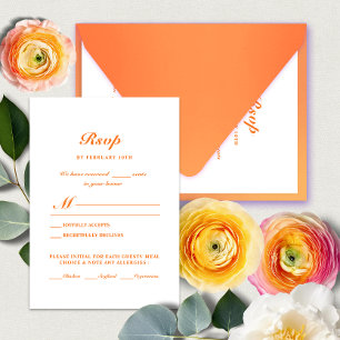 Modern minimal måltid för Bright Orange Bröllop OSA Kort