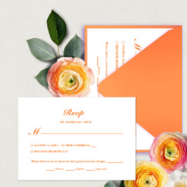 Modern minimal måltid för Bright Orange Bröllop OSA Kort