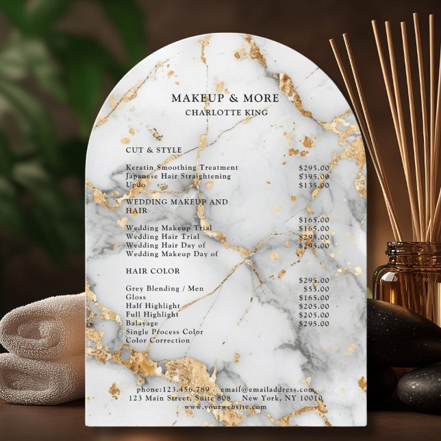Modern, minimal, marbel, Salon Pris lista Inbjudningar (Modern, Minimal, Marble, Salon Price List)