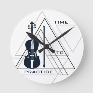 Modern minimal marin blå och vit fioldesigner rund klocka
