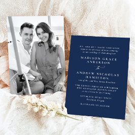 Modern minimal marin foto Bröllop Inbjudningar