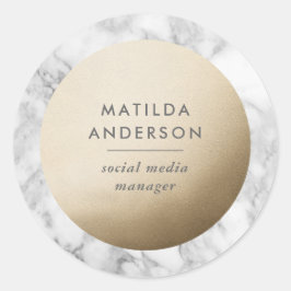 Modern minimal marmor och guld geometrisk runt klistermärke