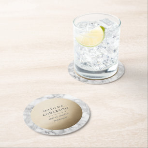 Modern minimal marmor och guld geometrisk underlägg papper rund