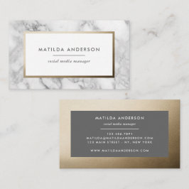 Modern minimal marmor och guld geometrisk visitkort