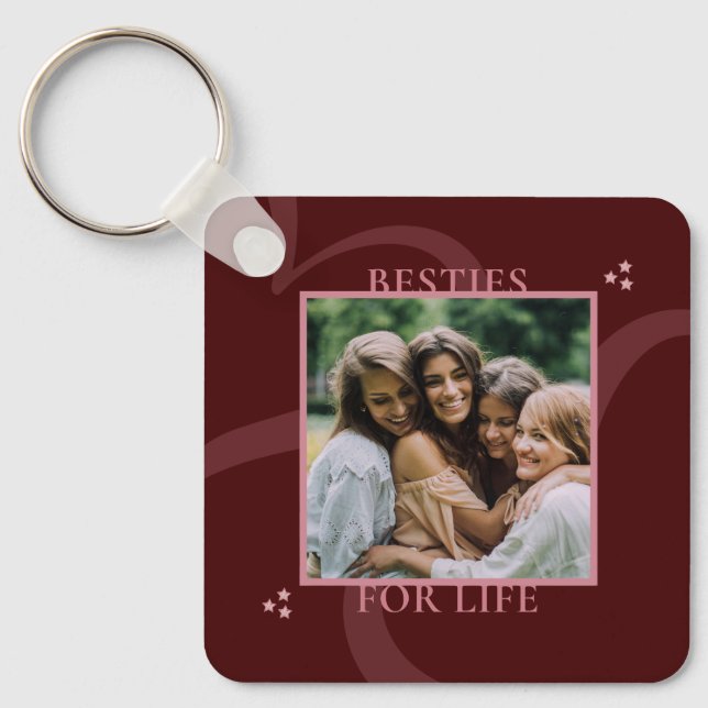 Modern Minimal Maroon Chic Typography Galentine's Nyckelring (Framsida)