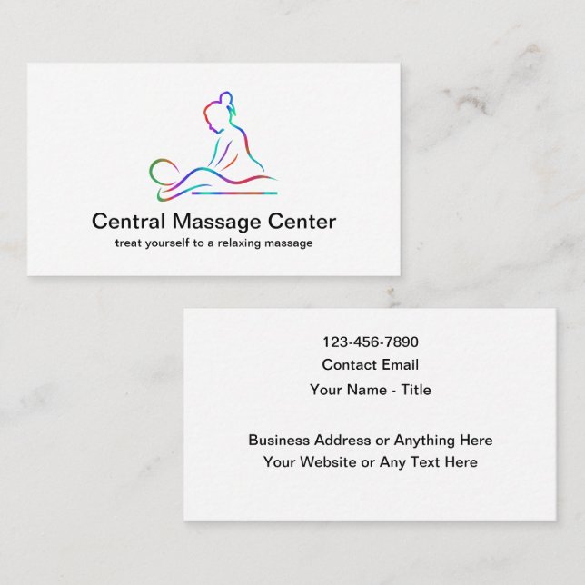 Modern Minimal massage-Affärskort Visitkort (Fram/baksida)