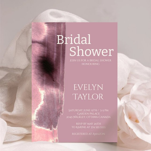 Modern Minimal Mauve Dusty Ro Möhippa Inbjudningar (Skapare uppladdad)