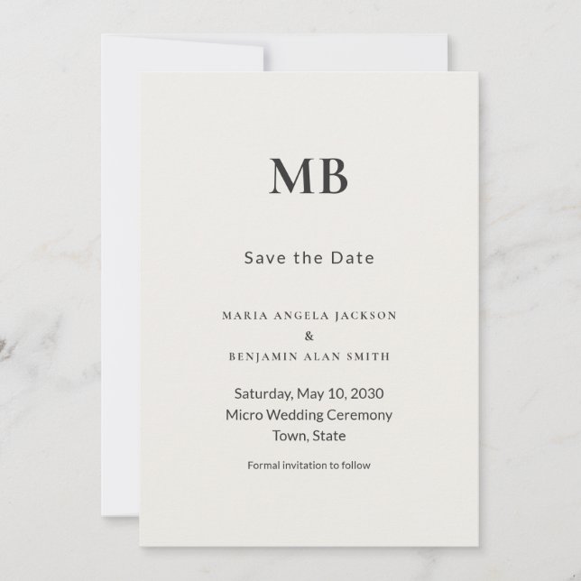 Modern Minimal Micro Wedding Save the Date (Framsida)