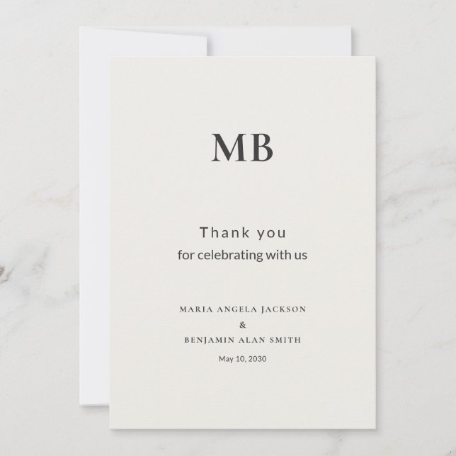 Modern Minimal Micro Wedding Tack Kort (Framsida)