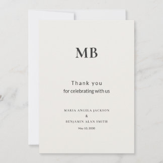 Modern Minimal Mikrobryllup Tack Kort