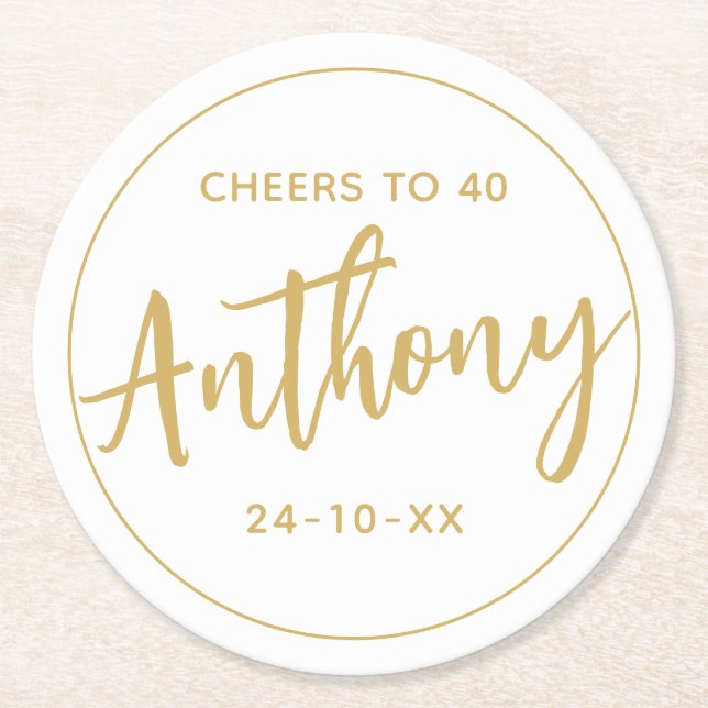 MODERN MINIMAL millestone-födelsedagskalkdryckor g Underlägg Papper Rund (Framsidan)