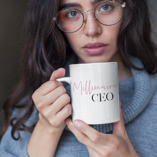 Modern Minimal Millionaire CEO ROSA OCH SVART Kaffemugg