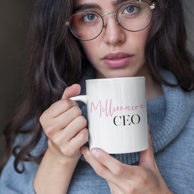 Modern Minimal Millionaire CEO | ROSA OCH SVART Två-Tonad Mugg (Skapare uppladdad)