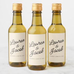Modern minimal minialistisk champagne Bröllop Mini Vinetikett