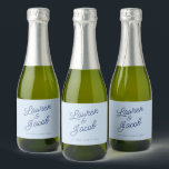 Modern Minimal Minimalist Blue Wedding Mini<br><div class="desc">These are Modern Minimal Minimalist Blue Wedding Mini Sparkling Wine Bottle Labels!</div>