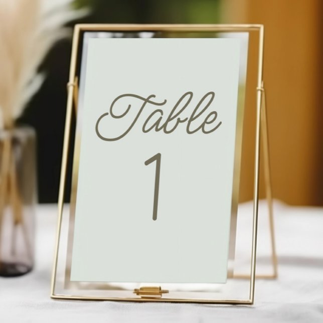 Modern Minimal Minimalist Green Wedding Bordsnummer (Skapare uppladdad)