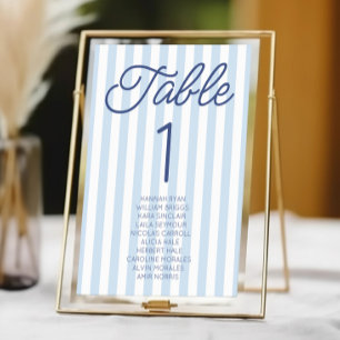 Modern Minimal Minimalistisk Bröllop med Blå Rände Bordsnummer