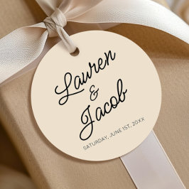 Modern minimal, minimalistisk champagne Bröllop Gåvor Etiketter