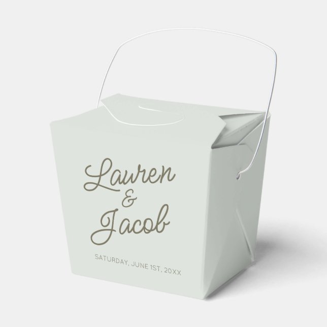 Modern Minimal Minimalistisk Grön Bröllop Presentaskar (Framsidan Sidan)