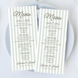 Modern Minimal Minimalistisk Gröna Ränder Bröllop Meny