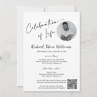 Modern Minimal minnesanteckning, felfri fotoQR-kod Inbjudningar