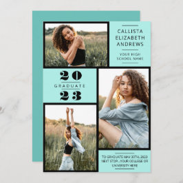 Modern Minimal Mint Black Photo Grid Studenten Meddelande