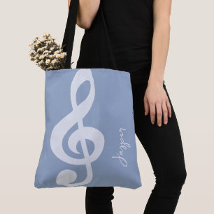 Modern Minimal mjuk Pastel Blue Music Symbol Namn Tygkasse