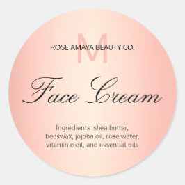 Modern Minimal Monogram Ansiktskräm Hudvårdsetiket Runt Klistermärke