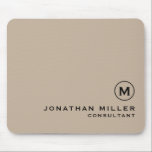 Modern minimal monogram Beige Musmatta<br><div class="desc">Modern Minimal Monogram Namn Title Anpassningsbar Black Classic Block Typography Solid Beige Mouse Pad. Anpassa den här snyggten till att visa muspekaren med valfritt monogram,  namn,  titel eller text.</div>