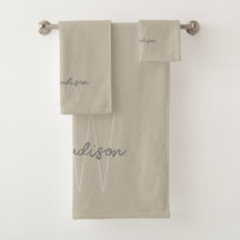 Modern minimal monogram Beige-skript Namn