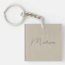 Modern minimal monogram Beige-skript Namn