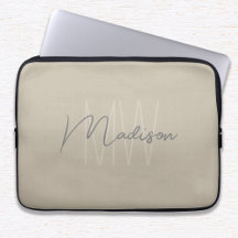 Modern minimal monogram Beige-skript Namn