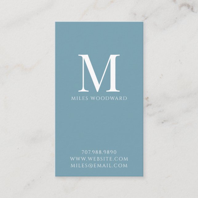 Modern minimal monogram Blue-Lodrät Visitkort (Framsida)