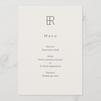 Modern Minimal Monogram Bröllop Meny