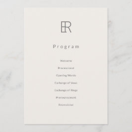 Modern Minimal Monogram Bröllopsprogram Program