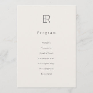 Modern Minimal Monogram Bröllopsprogram Program
