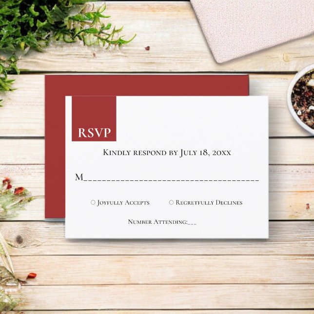 Modern Minimal Monogram Burgundy Guld Chic Bröllop OSA Kort (Skapare uppladdad)