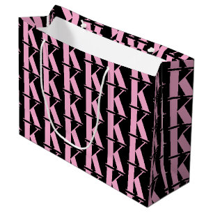 Modern Minimal Monogram Business Black & Rosa